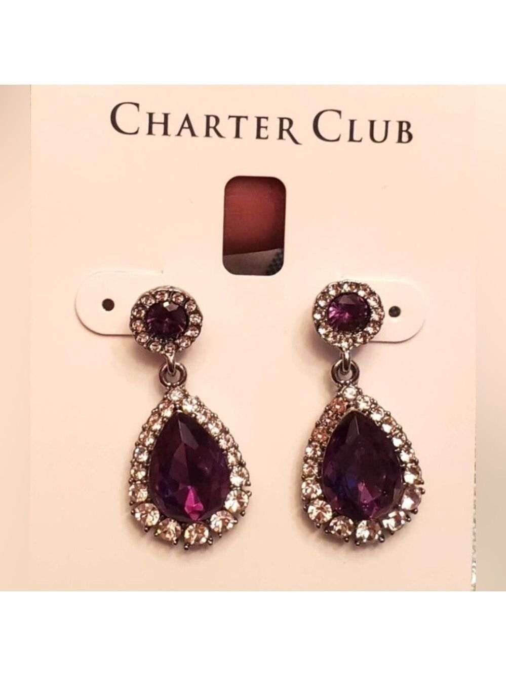 Charter Club Pave & Stone Drop Earrings, Created for Macy's 1531